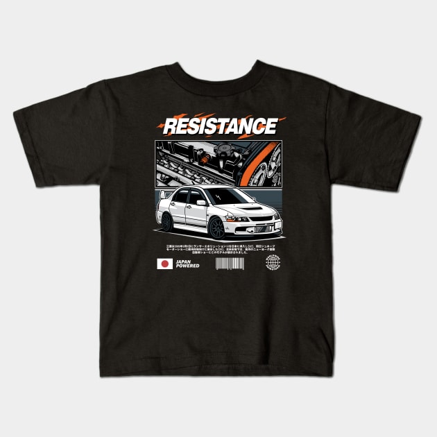 Mitsubishi Lancer Evolution Kids T-Shirt by JDMAPEX